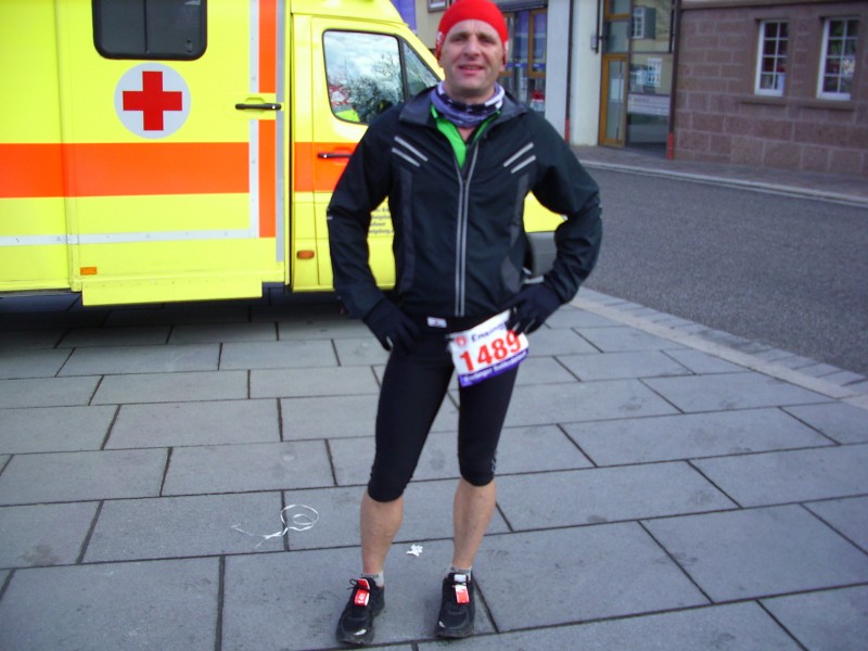 Klaus Scheele nach dem Finish im Stadtzentrum!