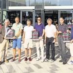 Neuer Name, neue Strecke (v. li.): Center-Manager Jochen Klemens, Organisator Axel Stahl, Klaus Scheele von der RSG Böblingen, Michael Schuszter aus der SVB-Leichtathletikabteilung, Michael Bettermann aus der SVB-Skiabteilung, Eckerhard Weigl vom IBM Klub Böblingen und Carsten Wohnsdorf freuen sich auf den Böblinger Mercaden Stadtlauf / Foto: KRZ-BB